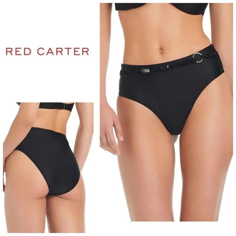 New. Red Carter O-Ring high waisted bikini bottom. Small.